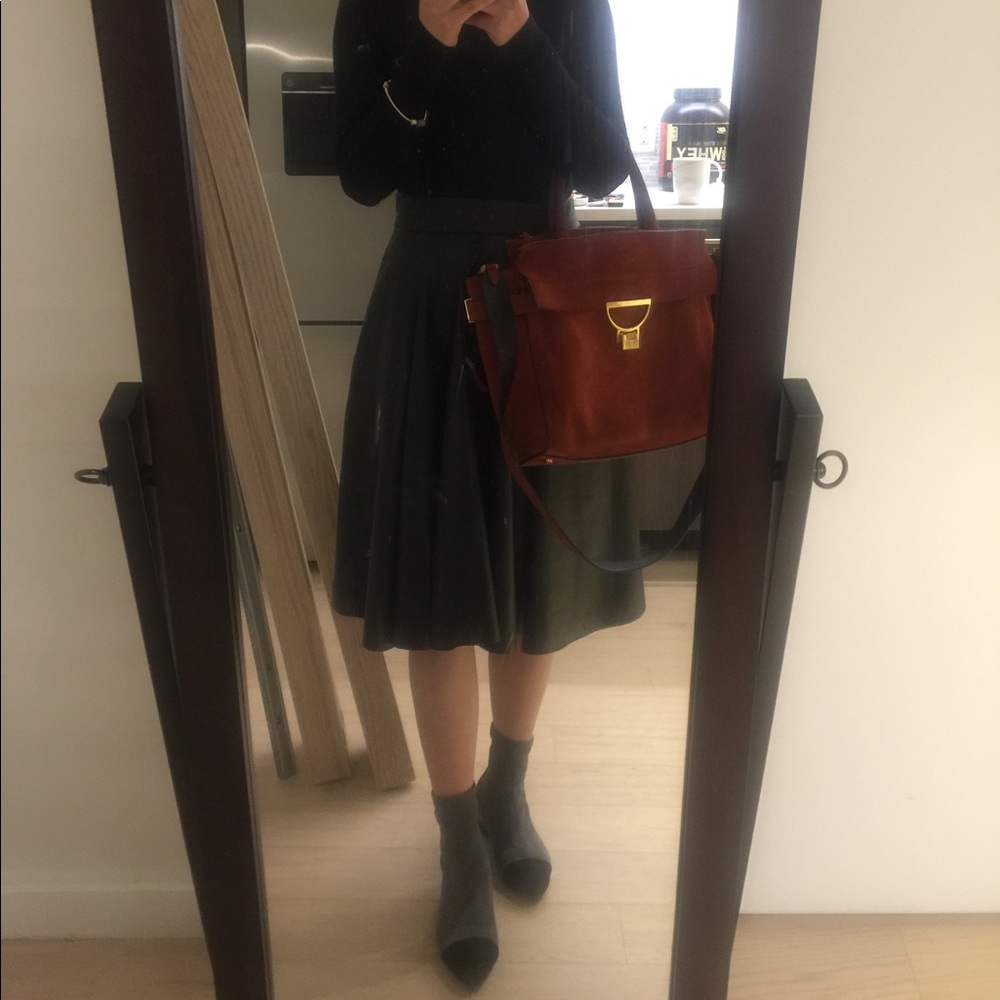 Zara black faux leather skirt